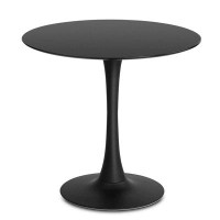 Ivy Bronx Ivy Bronx 32" Round Dining Table For Kitchen, Mid Century MDF Coffee Dining Table With Metal Pedestal Base, Bl