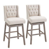 Red Barrel Studio Bar Height Bar Stools Set Of 2, 180 Degree Swivel Barstools, 30" Seat Height Bar Chairs With Solid Woo