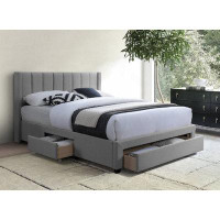 Latitude Run® Picar 60'' QUEEN BED, GREY FABRIC UPHOLSTERED WITH 3 STORAGE DRAWERS