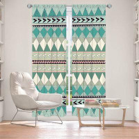 East Urban Home Lined Window Curtains 2-panel Set for Window Size by Nika Martinez - Mint Native Forest
