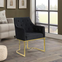 Mercer41 Lozenge Plaid Gold Base Chair