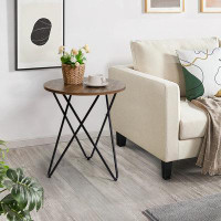 17 Stories End Table With Metal Frame Base