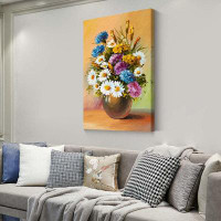 IDEA4WALL Idea4wall Canvas Print Wall Art Daisy, Carnation & Tulip Array In Vase Floral Plants Illustrations Modern Art
