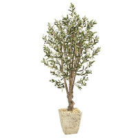 Primrue 60'' Artificial Olive Tree in Planter