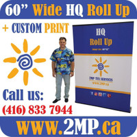 60in Wide Retractable Banner Stand Trade Show Back Wall Backdrop Pop Up Display + Custom Printed Graphics by www.2MP.