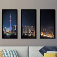 Made in Canada - Picture Perfect International Urban Lighted Landscape of Toronto - 3 Piece Picture Frame Photograph Pri