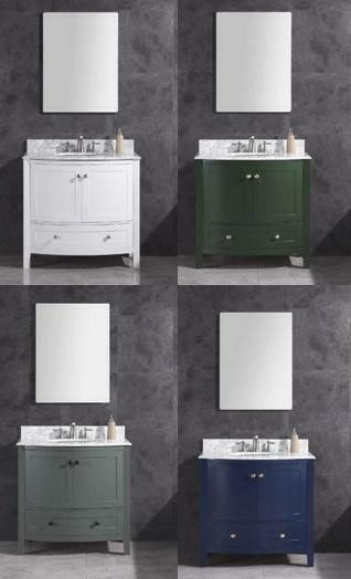 24, 30 & 36 Vanity with a Tempered Glass Counter - 4 Finishes ( White, Blue, Pewter Green & Vogue Green ) in Cabinets & Countertops - Image 2