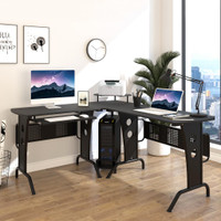 computer desk 65" x 57" x 34" Black