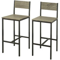 17 Stories Bar Stool Set with Backrest Counter Chairs with Footrest