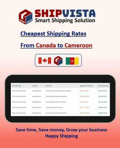 ShipVista provides the cheapest shipping rates from Canada to Cameroon. Whether you are an individua...
