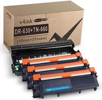 V4INK Compatible Toner Cartridge and Drum Unit Set Replacement for TN660/DR660