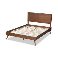 Brayden Studio Lefancy Daylee Mid-Century Modern Walnut Brown Finished Wood Full Size Platform Bed