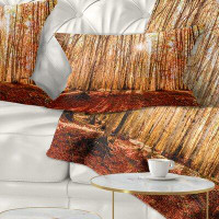 East Urban Home Forest Bright Sun over Thick Fall Lumbar Pillow