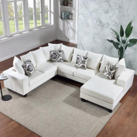 Latitude Run® Modern U Shape Sectional Sofa, Velvet Corner Couch with Lots of Pillows