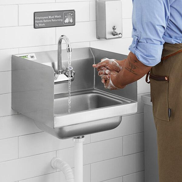 17 x 15 Wall Mounted Hand Sink with Gooseneck Faucet and Side Splash in Other Business & Industrial - Image 2