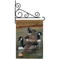 Breeze Decor Geese - Impressions Decorative Metal Fansy Wall Bracket Garden Flag Set GS105049-BO-03