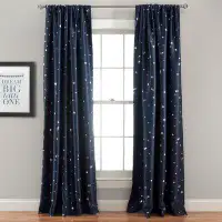Latitude Run® Star Blackout Window Curtain Panels Navy 52X108 Set