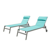 Arlmont & Co. Sereby Outdoor Metal Chaise Lounge with Table