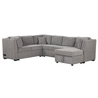 Hokku Designs U-shaped Sectional Sofa with USB Ports,Power Sockets and Storage Chaise for Living Room