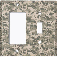 WorldAcc Metal Light Switch Plate Outlet Cover (ACU Camouflage - (L) Single GFI / (R) Single Toggle)