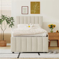 Latitude Run® Upholstered Platform Bed with Trundle and 3 Drawers