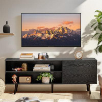 Ceballos TV Stand For Living Room With Storage For TV Up To 70 Inch,Black TV Console Table With Cable Management Adapted