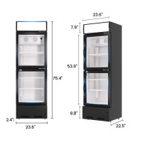 Egles 10.9 Cu.Ft 23.6" W 2 Glass Door Merchandiser Display Refrigerator with Light Box  LED Lighting