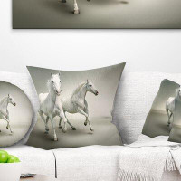 East Urban Home Animal Fast Moving Horses Pillow