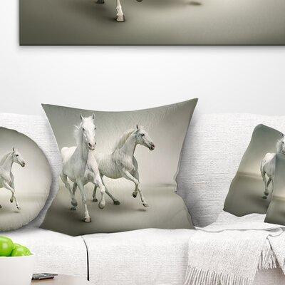 East Urban Home Animal Fast Moving Horses Pillow in Bedding