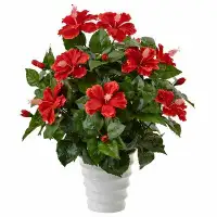 Bay Isle Home™ Artificial Hibiscus Floral Arrangement in Planter