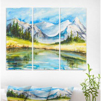 Made in Canada - East Urban Home 'Snow Covered Mountain' Oil Painting Print Multi-Piece Image on Wrapped Canvas