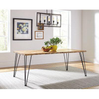 George Oliver Rectangular Dining Table Natural Acacia and Matte Black