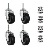 Outwater 1" Round Metal Double Star Caster Insert | 5/16-18 Threaded Stem | 2" Wheel Diameter Industrial Casters | 4 Wit
