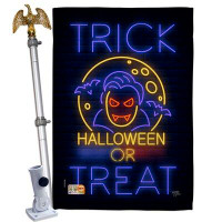 Breeze Decor Halloween Dracula - Impressions Decorative Aluminum Pole & Bracket House Flag Set HS112087-BO-02