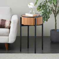 17 Stories Cole And Grey Wood Handmade Slatted Accent Table With Black Legs
