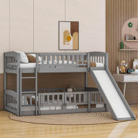 Harriet Bee Hezzie Twin Over Twin Low Bunk Bed with Fence