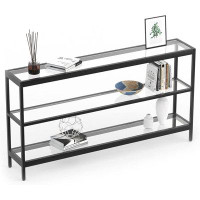 Latitude Run® Console Table, 55" Entryway Table with 3 Tiers, Open Glass Sofa Table for Living Room, Foyer