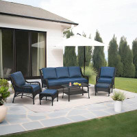 Canora Grey Outdoor Loveseat Set ,Patio Sofa with Coffee Table and Thick Cushion