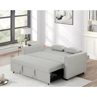 Latitude Run® Fabian 75.5" Grey Woven Convertible Sleeper Sofa With Pillows