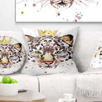 East Urban Home Animal Leopard Head with Crown Pillow