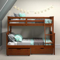 Harriet Bee Delroy Twin over Full 2 Drawer Solid Wood Standard Bunk Bed