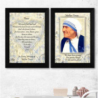Red Barrel Studio Peace - Mother Teresa Quotes 2-Piece Vignette Framed Wall Art for Living Room, Home Wall Decor