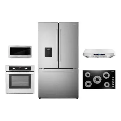 Cosmo 5 Piece Kitchen Package With 36" Electric Cooktop 36" Under Cabinet Range Hood 30" Single Electric Wall Oven 24.4"