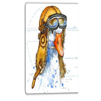 Made in Canada - Design Art Funny Goose Aviator Hat Animal Graphic Art on Wrapped Canvas