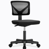 Ebern Designs Armless Desk Chair Small Home Office Chair with Lumbar Support