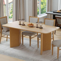 Ebern Designs Shanjida Rectangle Wood Dining Table with Oak Tabletop