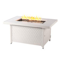 Red Barrel Studio Rectangular 48 In. X 36 In. Aluminum Propane Fire Pit Table, Glass Beads, Two Covers, Lid, 55,000 Btus