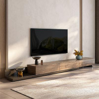 LORENZO Italian TV cabinet Modern simple black walnut Nordic Japanese living room telescopic locker