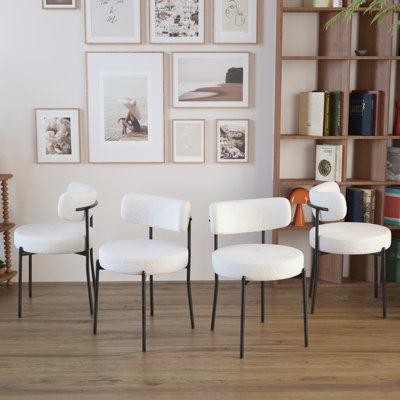 Corrigan Studio Set Of 4 White Mid-century Modern Upholstered Dining Chairs in Chairs & Recliners