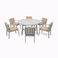 Wildon Home® Nathael Rectangular 6 - Person 60" Long Acacia Dining Set with Cushions